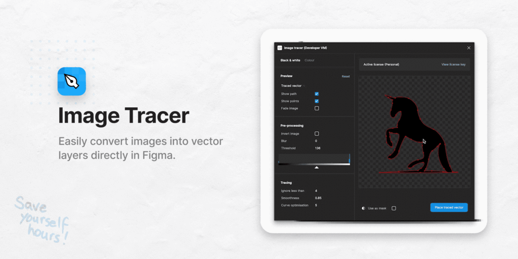 Convert raster graphics into scalable vectors with a click.